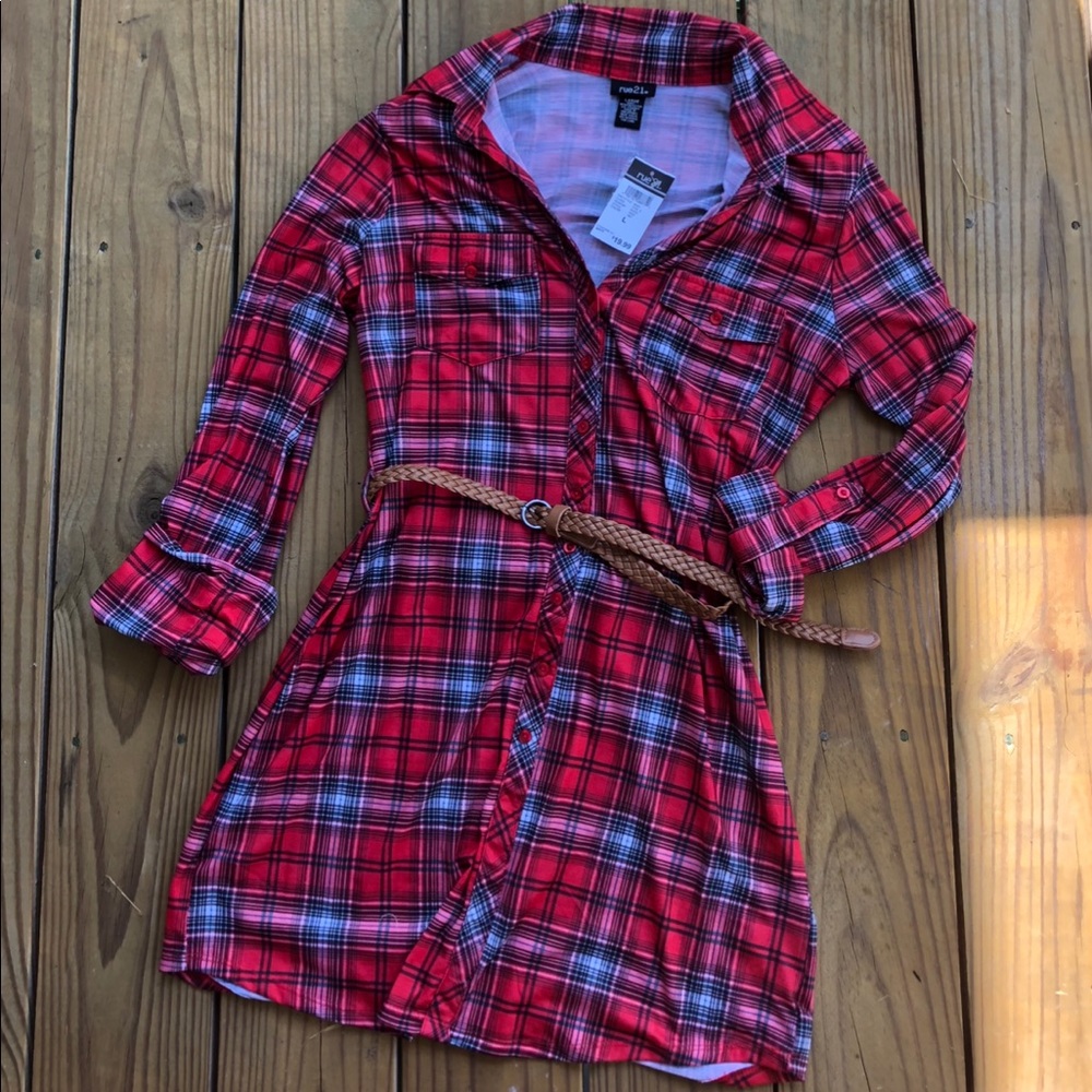 Plaid button down dress